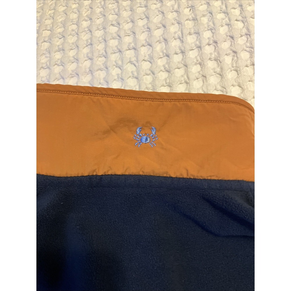 Coast Pawleys Snap Neck‎ Pullover Fleece Sweatshirt, Orange/Blue Mens Medium - Picture 4 of 12